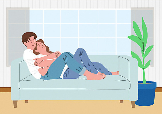 PSD 부부 여자 남자 행복 화분 거실 일러스트 가정 가족 안기 휴식 사람 성인 두명 여름 소파 눕기 화목 기쁨 가족라이프 즐거움 성인만 국내일러스트 라이프스타일 커플 계절 감정 컨셉 의자 관계 모션 파일형식