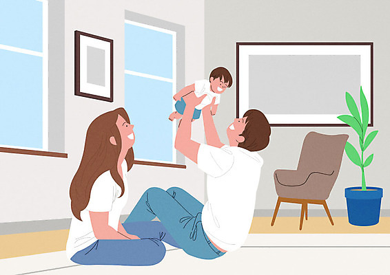 PSD 부부 응시 여자 남자 행복 화분 아들 액자 거실 의자 일러스트 창문 가정 가족 안기 엄마 사람 소년 성인 세명 여름 화목 기쁨 육아 가족라이프 아빠 즐거움 비행기놀이 남성육아휴직 육아대디 국내일러스트 라이프스타일 커플 시선 계절 감정 어린이 가구 컨셉 관계 모션 놀이 파일형식 육아휴직