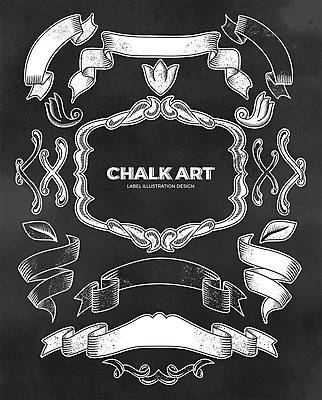 영어 리본 일러스트 프레임 타이포그라피 사람없음 라벨 칠판 테두리 초크 초크일러스트 초크아트 드로잉 국내일러스트 AI파일 문자 미술 그림 파일형식 벡터