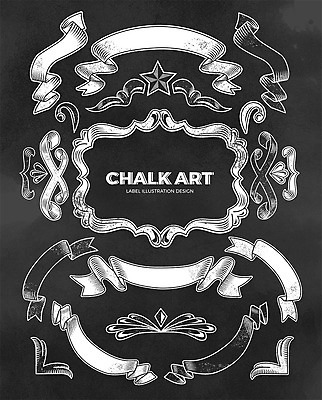 영어 별 리본 일러스트 프레임 타이포그라피 사람없음 라벨 칠판 테두리 초크 초크일러스트 초크아트 드로잉 국내일러스트 AI파일 자연요소 문자 미술 그림 파일형식 벡터