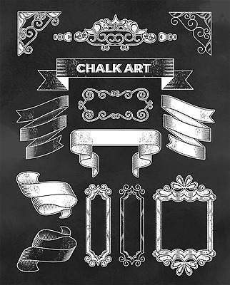 영어 리본 일러스트 프레임 타이포그라피 사람없음 라벨 칠판 초크 초크일러스트 초크아트 드로잉 국내일러스트 AI파일 문자 미술 그림 파일형식 벡터