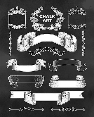 영어 리본 일러스트 프레임 타이포그라피 사람없음 라벨 칠판 테두리 초크 초크일러스트 초크아트 드로잉 국내일러스트 AI파일 문자 미술 그림 파일형식 벡터