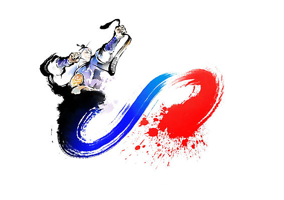 PSD 한국전통 전통 남자 여행 일러스트 캘리그라피 붓터치 화살 흑백 한명 사람 빨간색 파란색 전통의상 한복 활 태극 번짐 활시위 남자한명만 국궁 국내일러스트 1 문양 컬러 한국 촬영기법 전통무술 남자만 파일형식 효과