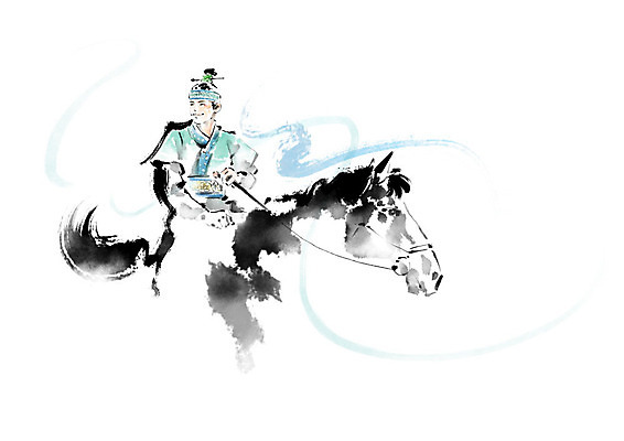 PSD 한국전통 전통 남자 여행 일러스트 캘리그라피 붓터치 흑백 한명 사람 말_동물 승마 전통의상 한복 태극 번짐 민트색 남자한명만 국내일러스트 1 문양 스포츠 컬러 포유류 한국 촬영기법 남자만 파일형식 효과