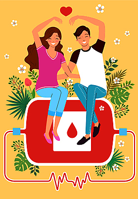 여자 남자 꽃 행복 일러스트 나뭇잎 사랑 사람 성인 두명 즐거움 사랑나눔 헌혈 손하트 하트꽃 혈액주머니 성인만 국내일러스트 AI파일 식물 감정 캠페인 잎 손짓 봉사 혈액 나눔 파일형식 벡터