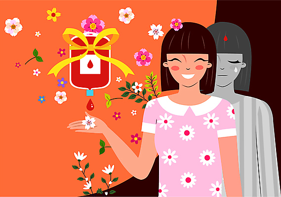 여자 꽃 행복 리본 일러스트 나뭇잎 한명 웃음 사람 성인 새싹 희망 슬픔 눈물 즐거움 사랑나눔 헌혈 혈액주머니 성인여자한명만 국내일러스트 AI파일 식물 1 감정 캠페인 잎 표정 사랑 봉사 혈액 나눔 여자한명만 성인여자만 파일형식 벡터