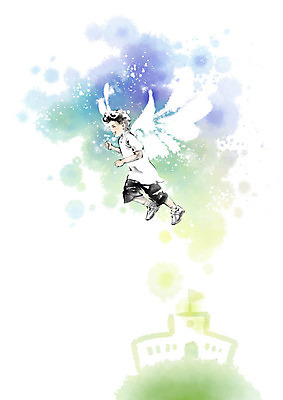 PSD 교육 남자 어린이 날개 일러스트 캘리그라피 학교 하늘 붓터치 한명 사람 소년 비행 자신감 번짐 에듀 소년한명만 스쿨팩 국내일러스트 1 감정 에듀케이션 남자한명만 소년만 파일형식 효과