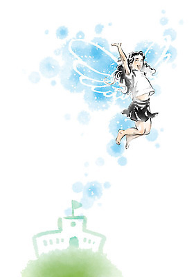 PSD 여자 교육 날개 일러스트 캘리그라피 학교 하늘 붓터치 한명 사람 소녀 점프 비행 자신감 번짐 에듀 소녀한명만 스쿨팩 국내일러스트 1 감정 어린이 모션 에듀케이션 여자한명만 소녀만 파일형식 효과