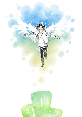 PSD 무료이미지 여자 교육 날개 일러스트 캘리그라피 청소년 하늘 붓터치 한명 사람 비행 자신감 번짐 단상 에듀 십대여자한명만 스쿨팩 국내일러스트 1 감정 에듀케이션 여자한명만 십대여자만 파일형식 효과