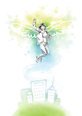 PSD 여자 교육 날개 가방 일러스트 회사 캘리그라피 하늘 붓터치 한명 사람 청년 성인 건물 점프 비행 도시 자신감 사회 번짐 에듀 성인여자한명만 스쿨팩 국내일러스트 1 건축물 잡화 감정 비즈니스 모션 공동체 에듀케이션 여자한명만 성인여자만 파일형식 효과