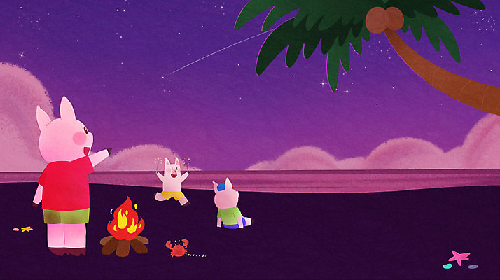 PSD 바다 여행 일러스트 조개 불가사리 세마리 해변 사람없음 여름 여름휴가 바캉스 야자수 기쁨 꽃게 돼지 유성 시원함 모닥불 즐거움 돼지캐릭터 국내일러스트 나무 계절 감정 동물캐릭터 포유류 불 휴가 어패류 극피동물 3 게 파일형식 여름_계절