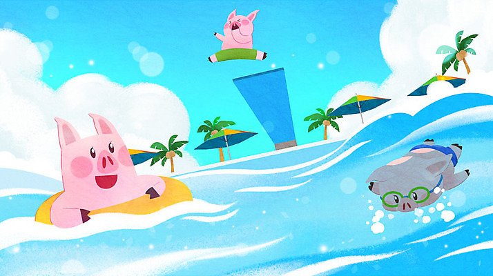 PSD 바다 여행 일러스트 물놀이 수영장 세마리 사람없음 여름 파란색 여름휴가 바캉스 야자수 기쁨 돼지 시원함 잠수 즐거움 다이빙 돼지캐릭터 튜브 국내일러스트 나무 계절 감정 컬러 동물캐릭터 포유류 놀이 휴가 3 수영 수중스포츠 파일형식 여름_계절