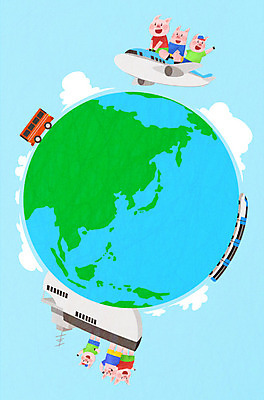 PSD 지구 여행 여러마리 일러스트 버스 비행기 사람없음 여름 파란색 여름휴가 바캉스 기쁨 기차 돼지 시원함 즐거움 돼지캐릭터 선박 국내일러스트 계절 감정 육상교통 컬러 동물캐릭터 다수 수상교통 포유류 항공교통 휴가 대중교통 파일형식 여름_계절