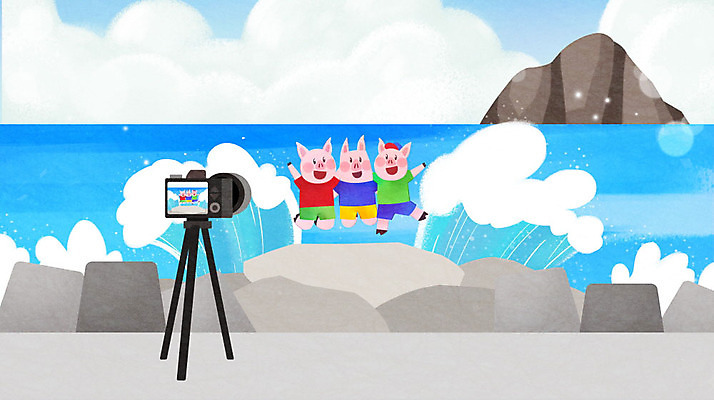 PSD 구름 파도 바다 섬 여행 일러스트 세마리 사람없음 여름 파란색 여름휴가 바캉스 점프 사진촬영 기쁨 바위 돼지 시원함 셀프카메라 즐거움 방파제 돼지캐릭터 바닷길 국내일러스트 자연요소 계절 공공시설 감정 길 컬러 동물캐릭터 포유류 모션 휴가 3 촬영 돌_바위 파일형식 여름_계절