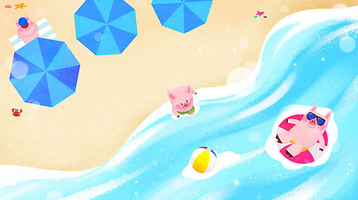 PSD 파도 바다 여행 일러스트 물놀이 불가사리 세마리 사람없음 여름 파란색 여름휴가 바캉스 기쁨 꽃게 파라솔 돼지 시원함 즐거움 돼지캐릭터 튜브 국내일러스트 계절 감정 컬러 동물캐릭터 포유류 놀이 휴가 극피동물 3 게 파일형식 여름_계절