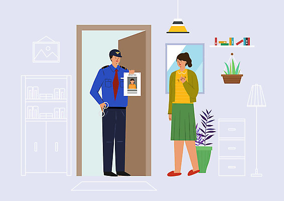 PSD 식물 여자 남자 화분 일러스트 주택 들기 사람 성인 두명 문 거울 경찰 범죄인 현관문 수배 신발장 성인만 국내일러스트 직업 모션 건물 범죄 파일형식