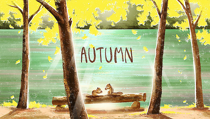 PSD 나무 계절 공원 호수 두마리 일러스트 사람없음 가을풍경 가을 숲속 숲 다람쥐 은행나무 국내일러스트 식물 공공시설 2 풍경 설치류 파일형식 가을_계절