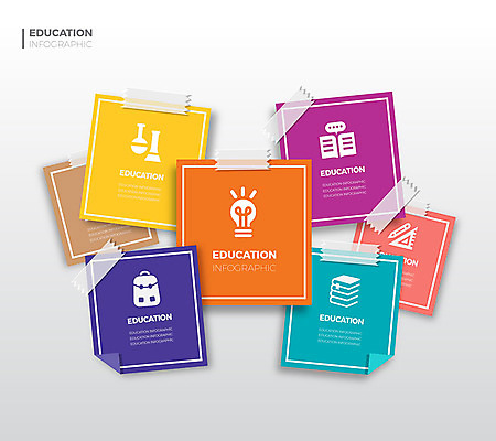교육 일러스트 그래프 사람없음 그래픽 컬러풀 인포그래픽 포스트잇 테이프 에듀 에듀케이션 스쿨팩 국내일러스트 AI파일 컬러 문구용품 메모지 파일형식 벡터