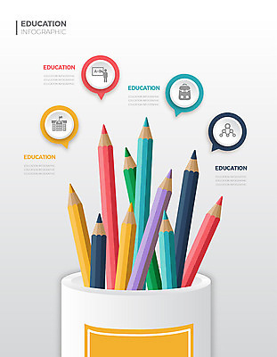 교육 일러스트 그래프 색연필 사람없음 그래픽 컬러풀 연필 인포그래픽 연필꽂이 에듀 에듀케이션 스쿨팩 국내일러스트 AI파일 컬러 문구용품 학용품 필기구 파일형식 벡터