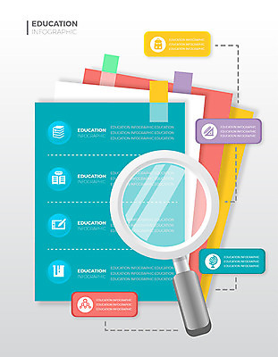 교육 일러스트 돋보기 그래프 사람없음 그래픽 컬러풀 인포그래픽 포스트잇 에듀 에듀케이션 스쿨팩 국내일러스트 AI파일 컬러 메모지 파일형식 벡터