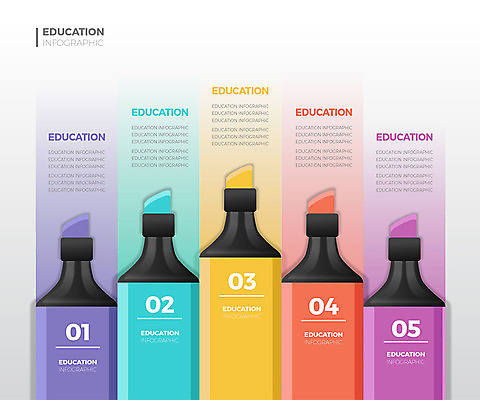 교육 일러스트 그래프 사람없음 그래픽 컬러풀 인포그래픽 형광펜 에듀 에듀케이션 스쿨팩 국내일러스트 AI파일 컬러 펜 파일형식 벡터