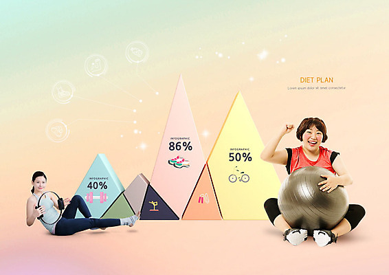 PSD 편집이미지 여자 행복 다이어트 공 그래프 사람 20대 성인 두명 30대 운동 주황색 한국인 성인여자만 이미지편집 감정 컬러 건강 동양인 청년 장년 여자만 성인만 파일형식