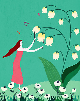 여자 꽃 꽃밭 연주 음표 일러스트 상상 한명 사람 콘서트 꿈 실로폰 여자한명만 국내일러스트 AI파일 식물 1 기호 음악 타악기 공연 여자만 파일형식 벡터