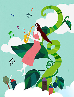 식물 여자 연주 음표 일러스트 상상 한명 사람 콘서트 꿈 덩굴 색소폰 넝쿨나무 여자한명만 국내일러스트 AI파일 나무 1 기호 음악 공연 목관악기 여자만 파일형식 벡터