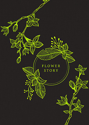 PSD 식물 꽃 잎 라인일러스트 일러스트 프레임 사람없음 초록색 검은색 나뭇가지 감성 드로잉 원형프레임 국내일러스트 나무 컬러 컨셉 미술 원형 파일형식