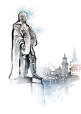 PSD 유럽 예술 일러스트 유럽풍경 캘리그라피 붓터치 흑백 사람없음 도시풍경 동상 조각상 낭만 도시 번짐 국내일러스트 나라 컨셉 촬영기법 풍경 조형물 기념물 파일형식 효과