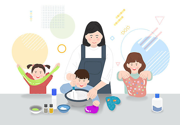 그릇 여자 남자 어린이 일러스트 재료 놀이 사람 소녀 소년 여러명 성인 교사 체험 즐거움 만들기 놀이체험 접착풀 키즈카페 슬라임 국내일러스트 AI파일 직업 식기 감정 다수 컨셉 모션 문구용품 장난감 카페 체험학습 풀_접착제 파일형식 벡터