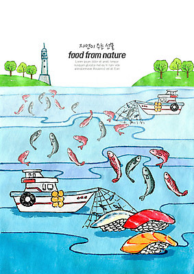 PSD 음식 바다 여러마리 일러스트 식재료 자연 낚시 수채화 어류 어업 풍경 사람없음 파란색 농작물 농장 초밥 신선 유기농 고깃배 먹거리 선박 로컬푸드 국내일러스트 웰빙 산업 컬러 다수 수상교통 농업 배_교통 레저 농산물 수중동물 생태계 일본음식 파일형식