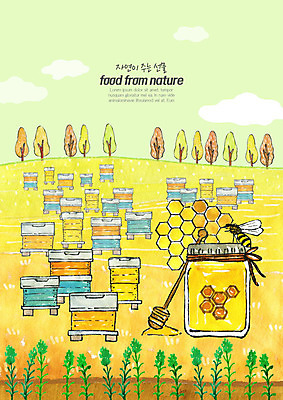 PSD 음식 일러스트 식재료 자연 수채화 풍경 사람없음 농작물 농장 노란색 신선 꿀벌 유기농 꿀 먹거리 벌꿀 양봉 양봉업 양봉장 로컬푸드 국내일러스트 웰빙 컬러 농업 농산물 벌_곤충 생태계 파일형식