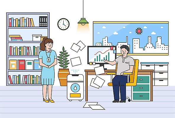 여자 남자 일러스트 그래프 사람 성인 두명 책 여름 모니터 직장인 비즈니스맨 비즈니스우먼 던지기 상사 책상 문서 잔소리 성인만 국내일러스트 AI파일 직업 계절 가구 비즈니스 모션 컴퓨터 파일형식 벡터