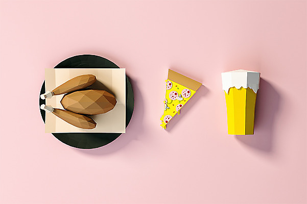 PSD 편집이미지 분홍색 맥주 피자 사람없음 그래픽 3D소스 3D 치킨 디지털합성 오브젝트 닭다리 한조각 폴리곤 로우폴리 편집소스 치맥 피맥 편집3D 1 컬러 주류 패스트푸드 서양음식 닭고기요리 파일형식