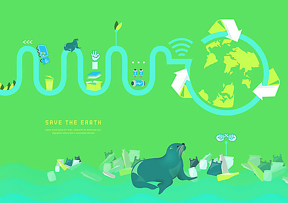 PSD 종이 지구 섬 일러스트 사람없음 초록색 자연보호 그린캠페인 재활용 금지 쓰레기통 그린에너지 쓰레기 물개 건전지 스마트 에코 분리수거 국내일러스트 캠페인 컬러 컨셉 포유류 자연 환경 바다동물 에너지 보호 친환경 파일형식