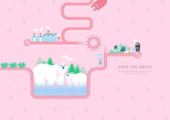 PSD 분홍색 일러스트 공장 사람없음 태양 자연보호 그린캠페인 재활용 금지 환경오염 오염 그린에너지 플러그 전기에너지 쓰레기 온도계 스마트 에코 북극곰 지구온난화 국내일러스트 자연요소 캠페인 컬러 컨셉 곰 공업 자연 환경 에너지 보호 친환경 기후변화 파일형식