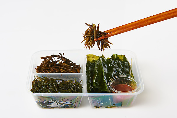 포토 JPG 스튜디오촬영 식재료 젓가락 반찬 실내 누끼 사람없음 하이앵글 해조류 해초 흰배경 곰피 초고추장 톳 꼬시래기 국내포토 음식 뷰포인트 백그라운드 수저 내부 흰색 양념 해양식물 파일형식