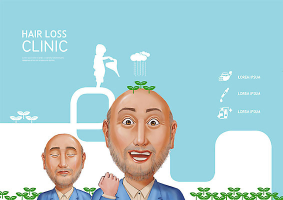 PSD 편집이미지 노년 남자 웃음 사람 두명 초록색 파란색 머리카락 새싹 희망 기쁨 울음 탈모 탈모클리닉 노인남자만 이미지편집 식물 감정 컬러 표정 성인 머리 클리닉 증상 남자만 노인만 파일형식