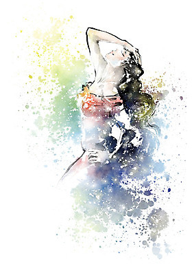 PSD 여자 별 포즈 일러스트 캘리그라피 밤하늘 수채화 한명 사람 성인 컬러풀 뷰티 은하수 성인여자한명만 국내일러스트 자연요소 1 컬러 자연 하늘 야간 여자한명만 성인여자만 파일형식