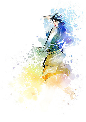 PSD 여자 별 포즈 일러스트 캘리그라피 밤하늘 수채화 한명 사람 성인 컬러풀 뷰티 은하수 성인여자한명만 국내일러스트 자연요소 1 컬러 자연 하늘 야간 여자한명만 성인여자만 파일형식