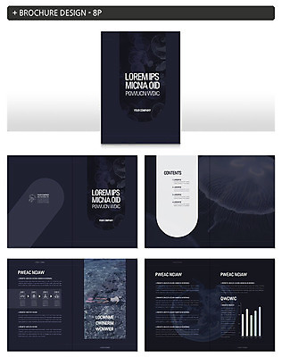 템플릿 ZIP 바다 팜플렛 사람없음 남색 생태계 해파리 바다의날 인디자인 INDD 이미지템플릿 기념일 컬러 자포동물 파일형식