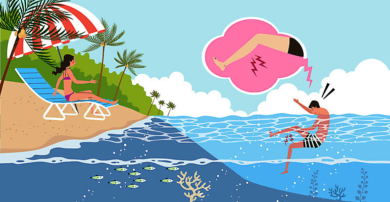 구름 여자 남자 바다 말풍선 일러스트 물놀이 휴가 경고 어류 안전 사람 성인 두명 여름 여름휴가 바캉스 야자수 놀람 산호 걱정 선베드 구조요청 근육통 물놀이안전 다급 수난사고 국내일러스트 AI파일 자연요소 나무 계절 감정 컨셉 의자 놀이 표정 수중동물 고통 구출 자포동물 사건 파일형식 벡터 여름_계절