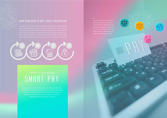 PSD 템플릿 표지디자인 북디자인 출판디자인 내지 리플렛 분홍색 북커버 팜플렛 사람없음 금융 경제 키보드 신용카드 스마트 스마트페이 이미지템플릿 컬러 컨셉 결제 파일형식