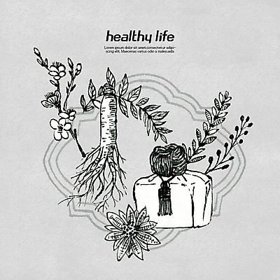 PSD 라인일러스트 일러스트 흑백 선물 사람없음 한의학 한약재 보자기 인삼 유기농 보양식 건강식품 국내일러스트 웰빙 음식 의학 촬영기법 건강 약재 삼 몸보신 파일형식 천_직물