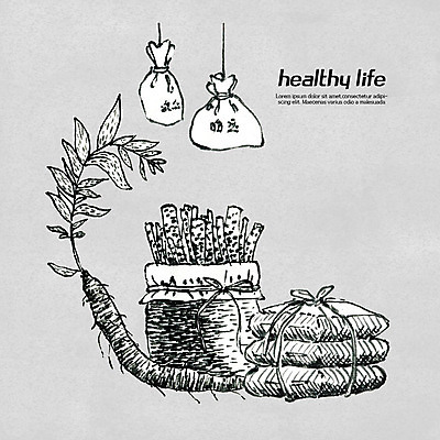 PSD 라인일러스트 일러스트 흑백 사람없음 약재 한약재 한약 유기농 보양식 건강식품 둥글레 국내일러스트 웰빙 음식 촬영기법 건강 약 몸보신 파일형식