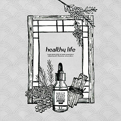 PSD 전통 라인일러스트 일러스트 프레임 흑백 건강 사람없음 화장품 한의학 약재 한약재 유기농 솔잎 건강식품 국내일러스트 웰빙 음식 잎 의학 촬영기법 뷰티 약 파일형식