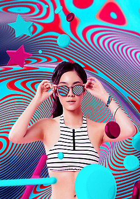 도형 PSD 편집이미지 여자 별 패턴 한명 상반신 20대 성인 앞모습 컬러풀 선글라스 한국인 원형 기하학 지오메트릭 성인여자한명만 뉴트로 이미지편집 자연요소 1 안경 뷰포인트 컬러 무늬 사람 동양인 청년 복고 여자한명만 성인여자만 파일형식