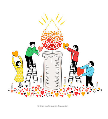 여자 남자 행복 일러스트 촛불 사다리 함께함 사랑 사람 여러명 하트 긍정 시민 붙이기 참여 국내일러스트 AI파일 모양 감정 다수 컨셉 초 모션 도구 국민 파일형식 벡터