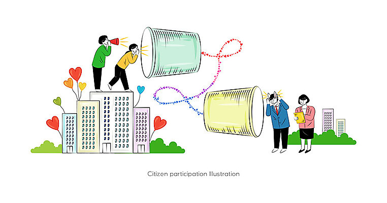 여자 남자 행복 일러스트 아파트 함께함 말하기 사랑 사람 여러명 듣기 하트 실전화기 긍정 풍선 의견 시민 공무원 참여 국내일러스트 AI파일 모양 직업 감정 다수 컨셉 모션 주택 국민 파일형식 벡터